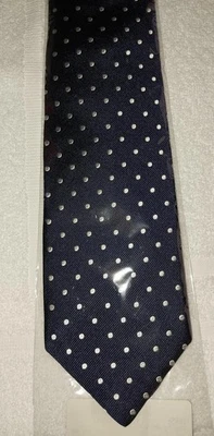Gitman Bros 海军蓝/银色圆点领带 — 第 1/2 张图片