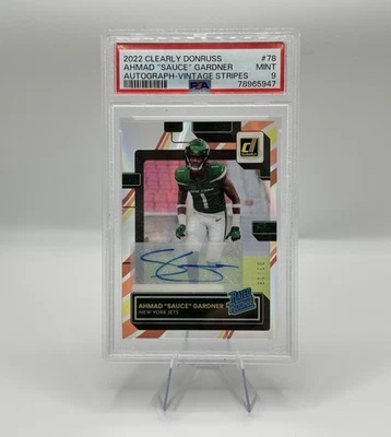 💥 Ahmad Sauce Gardner ROOKIE AUTO /18 PSA 9💥 2022 Donruss Clearly - Vintage - Imagem 1 de 2