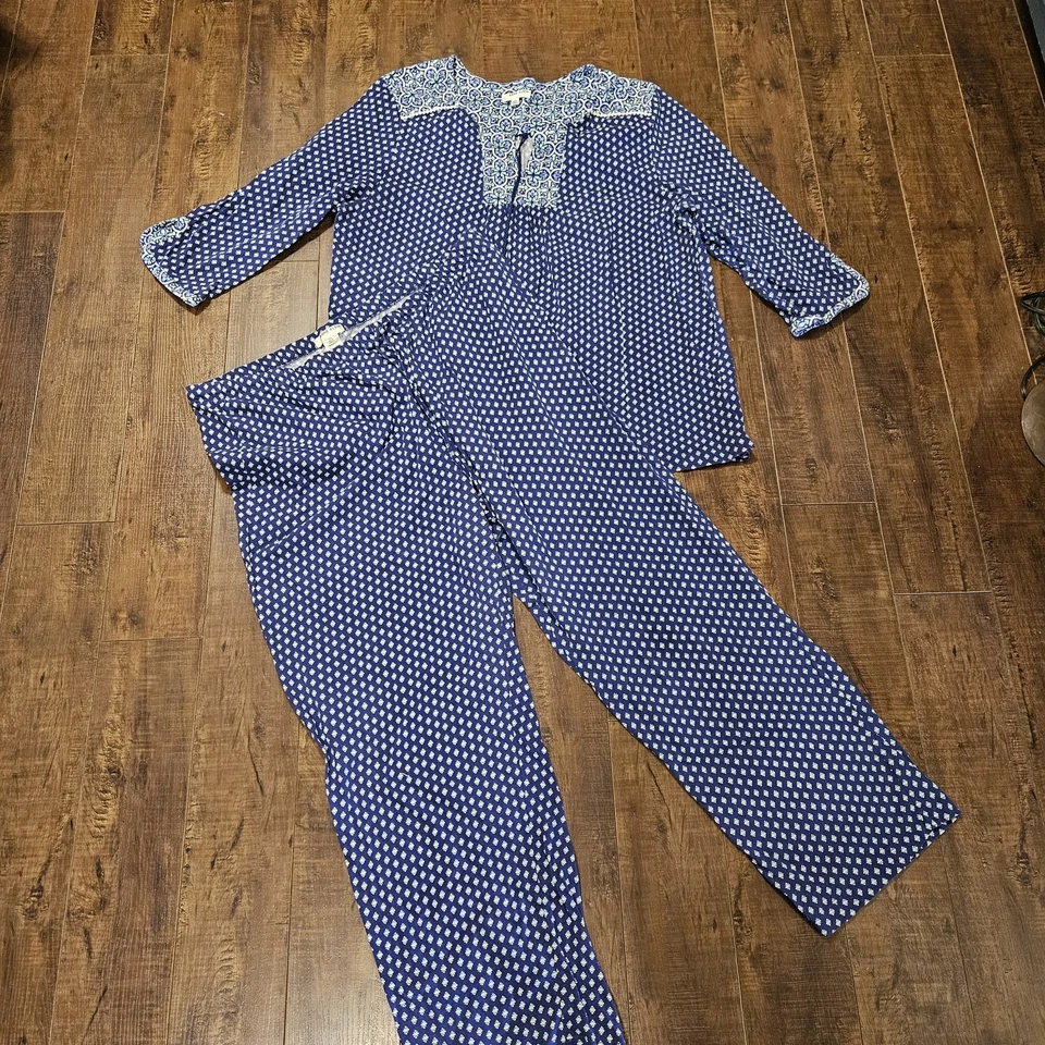 Conjunto de pijama Anne Klein feminino tamanho XXL duas peças manga longa algodão 2XL - Imagem 1 de 4