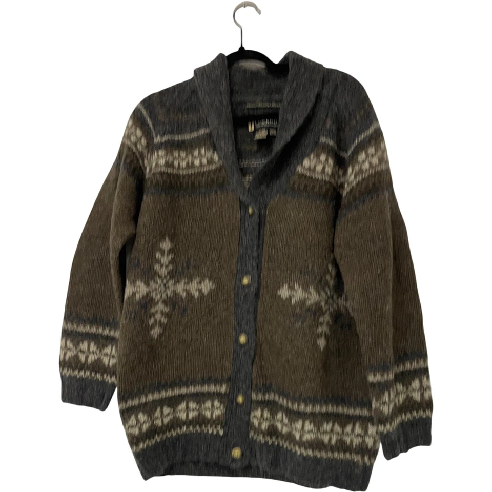 Suéter Eddie Bauer Mujer XS Marrón Nanaimo Tejido a Mano Cárdigan Lana Mohair De Colección Foto 1 de 4