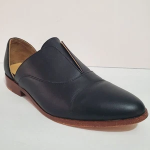 NISOLO Emma d'Orsay schwarze flache Oxford-Schuhe aus Leder mit gestapeltem Absatz 8 - Bild 1 von 14