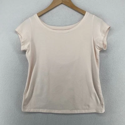 EILEEN FISHER Top S Organic Cotton Stretch Jersey Scoop Neck Cap Sleeve Pink USA - Image 1 of 4