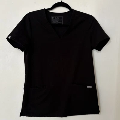 Blusa Médica FIGS Technical Collection XS Negra 2 Bolsillos Cuello en V Uniforme Foto 1 de 3
