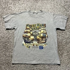 Camiseta deportiva Lee vintage del Super Bowl 2001 Ravens Giants Ships mediana gris Y2k - Imagen 1 de 9