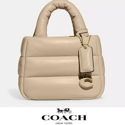 NWT ❤️ Coach Mini Pillow Tote Bag Brass/Ivory - Image 1 of 4