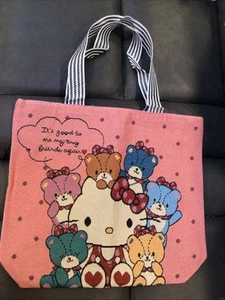 Cute Kitty" With bear friends Canvas Tote Bag- Large 17” X 15 “ NWOT - Picture 1 of 4