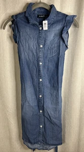 Kidpik - Ruffle/Flutter Sleeve Tencel Denim Belted Dress - Size 12 - NWT - Picture 1 of 4