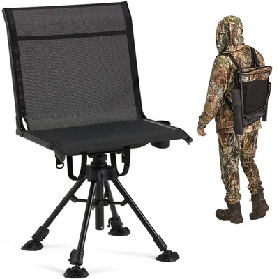Danrelax 360° Silent Swivel Hunting Chair, No Armrests, Mesh Back, Adjustable