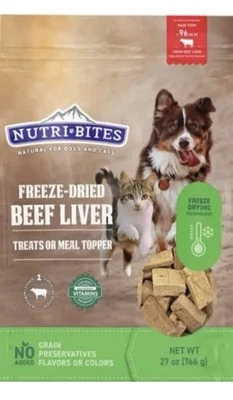 Nutri Bites Freeze Dried Beef Liver Dog & Cat Treats 27 oz | Healthy Pet Food