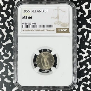 1956 Ireland 3 Pence Threepence NGC MS66 Lot#G012 Gem BU! - Picture 1 of 3