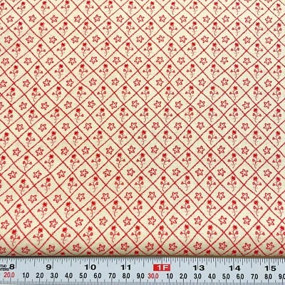 Sophie by P&B Textiles Rojo/Rosa Floral en Tela de Algodón Crema por Media Yarda Foto 1 de 2
