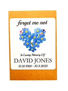 Personalised Funeral Favours Forget Me Not Memorial Remembrance Seeds x 36 (F4) - Picture 1 of 3