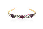 WEDDING STYLE ANTIQUE ROSE CUT DIAMOND 5.20CT SILVER 92.5 VINTAGE RUBY HAIR BAND