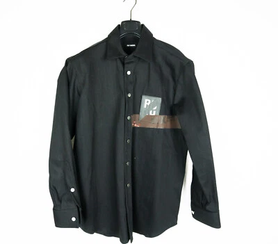 Raf Simons Denim Button Shirt Patch Carry Over Tape Black Japanese RARE S M L - Image 1 of 4