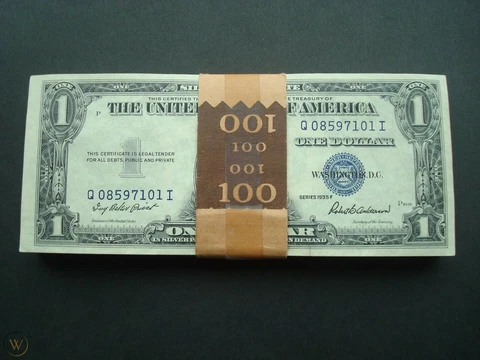 ✯ $1 Silver Certificate Uncirculated Lot ✯ 1935 UNC Consecutive From Pack CU ✯ Cover