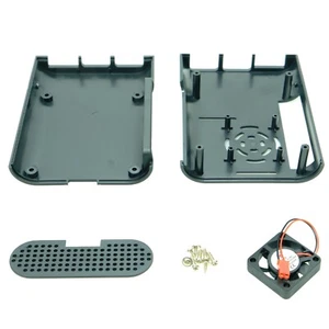 Case With Fan Incl. Screws for Raspberry Pi 4 Model B, Black - Picture 1 of 7