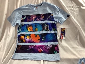 The Lego Movie 2 shirt Boys XXL 18 Blue short sleeve graphics on both sides NEW - Picture 1 of 5