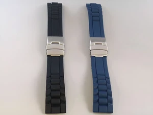 Cinturino silicone larghezza 22mm chiusura acciaio colori disponibili nero e blu - Picture 1 of 4