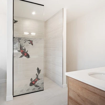 Sichtschutzfolie Milchglasfolie mit Motiv Duschfolie Duschkabine YX001-01 Kois - Bild 1 von 4