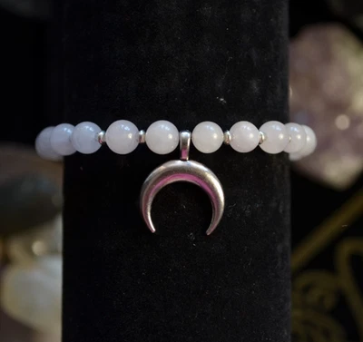 Pulsera Lunar Cuarzo Rosa Hecha a Mano Cristal Joyería Luna Diosa Wicca Regalo Foto 1 de 4