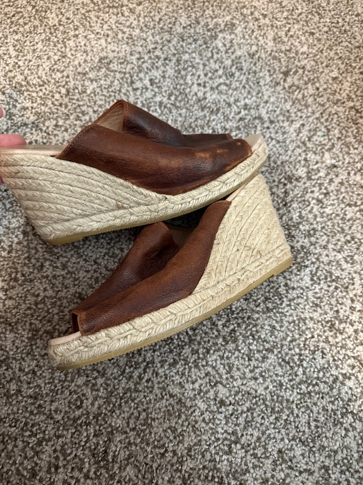 Gaimo Gossa Sandalia Alpargata Cuña Deslizable Cuero Marrón Mujer 7.5 Zapato Sin Cordones Foto 1 de 4