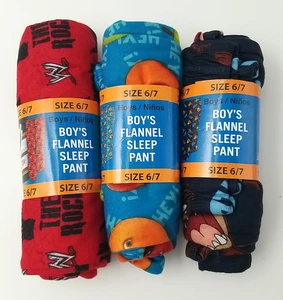 Vintage 3 Boy's Flannel Sleep Pants TAZ-WW THE ROCK-ANNOYING ORANGE Size 6/7 New - Picture 1 of 8