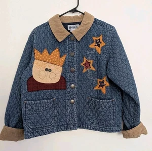Chaqueta de mezclilla acolchada con apliques Haik's de colección mediana Cottagecore Cabincore años 90 - Imagen 1 de 13