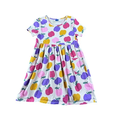 Vestido Old Navy Niños Niñas 5T Crema Estampado Manzana Manga Corta Volantes Bolsillos Foto 1 de 4