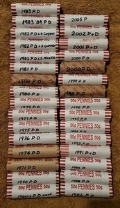 31 50 rollos de monedas centavos Lincoln Memorial P D 1960 ~ 2005 buena circulación - Imagen 1 de 1