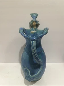 SCARCE VINTAGE MICHAEL KENNEDY IRELAND Pottery MERMAID VASE SIGNED 14 1/4” Tall - Picture 1 of 8