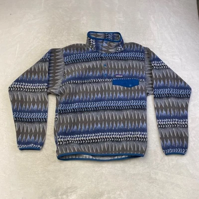 Patagonia Synchilla Fleece Pullover Snap-T Geometric Pattern Blue Gray Size S - Image 1 of 4