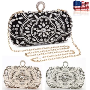 Damen Perlen Clutch Tasche Mode Diamant Abend Handtasche Braut Hochzeit Handtasche - Bild 1 von 26