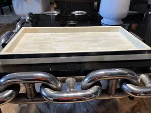 TWO’S COMPANY HOME HANDMADE BONE INLAY DECORATIVE TRAY Was $49 - Picture 1 of 4
