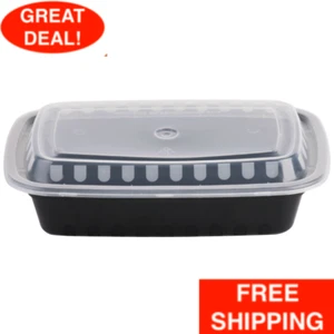 (150/Case) 24 oz. Black Microwavable Food Take Out Lunch Deli Container Storage - Picture 1 of 12