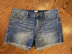 J Crew Factory Jean Shorts Size 29 Women's Distressed Denim Raw Hem Medium Wash - Picture 1 of 2