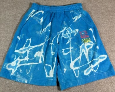 Pantalones cortos Nike para hombre grandes blanqueados azules blancos amarillos con bolsillos delanteros polar Foto 1 de 4