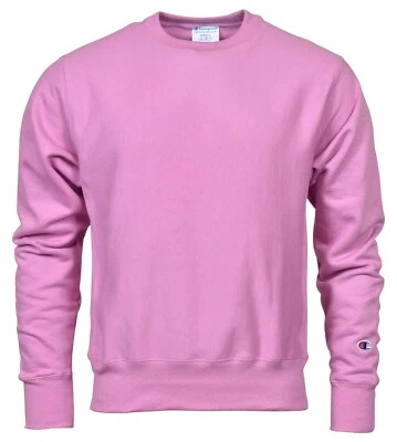 Champion Men's Reverse Weave Crew Neck Sweatshirt, Sleeve Logo - Pink - Small - Image 1 of 3