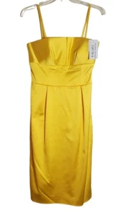 Chetta B Sherrie Bloom Peter Noviello Satin Yellow Cocktail Dress Prom Formal 4 - Picture 1 of 5