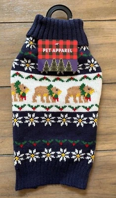 Bears Dog Sweater - MEDIUM - Soft Warm - Holiday/Winter - Navy - NWT - Image 1 of 3