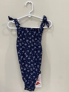 $150 Seafolly Swim Girls Blue Square Neck Crisscross One-Piece Swimsuit Sz AUS 7 - Picture 1 of 3