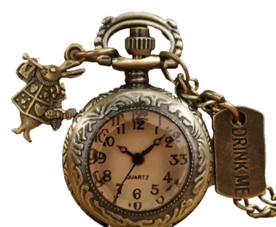 Collar Reloj Alicia en el País de las Maravillas Tema Conejo Blanco No llegues tarde Colgante NUEVO Foto 1 de 4