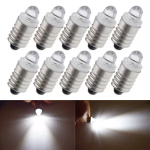 10 x White LED 3V E10 BULB Screw GLOBE for FLASHLIGHT TORCH HEAD LAMP BICYCLE - Picture 1 of 7