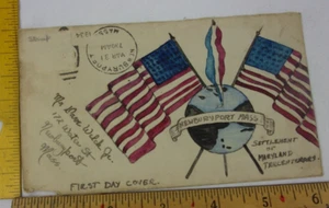 1934 Newburyport MA envelope 1st day cover Americana flag art amateur - Picture 1 of 2