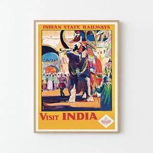 Visit India Indian State Railways Vintage Travel Poster Art Print | Home Decor - Picture 1 of 6