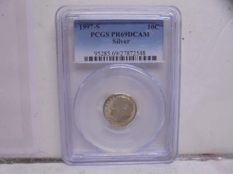 PCGS PR69DCAM 1997-S Silver Roosevelt Dime Cover