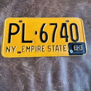 1963 New York Plattsburgh License Plate Vintage 1962 Base Clinton County # 6740 - Picture 1 of 5