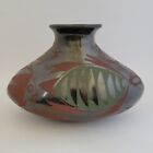 Amelia Hdez Black Graphite Grey Oval-shaped Pottery Vase Green Red Fish Turtles 