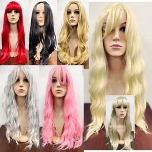 Cosplay Wigs Long Curly Wavy Fringe Fancy Dress Costume Party Deluxe Wig - Picture 1 of 17
