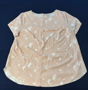 Ava & Viv 1X Top Camisa Rosa Floral Flor Cuello Redondo Manga Larga Botón Espalda - Imagen 1 de 4