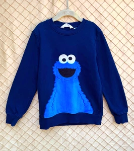 H&M Size 6-8 Sesame Street Kids Blue Round Neck Long Sleeve Pullover Sweatshirt - Picture 1 of 2